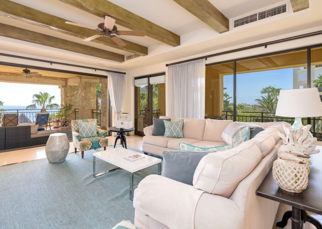 The great room of Residence 5-205, opening to the terrace